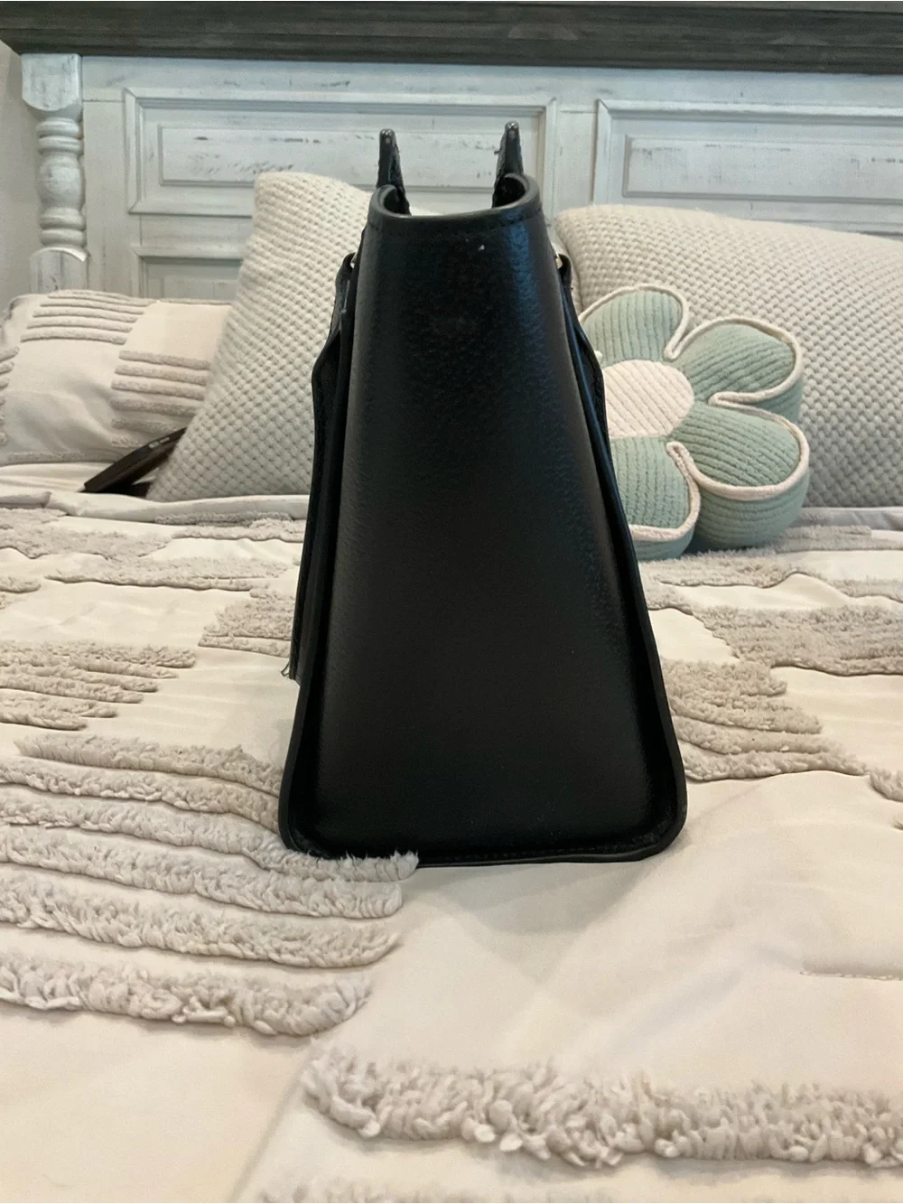 kate spade Black Pebbled Leather Tote with Top Handles